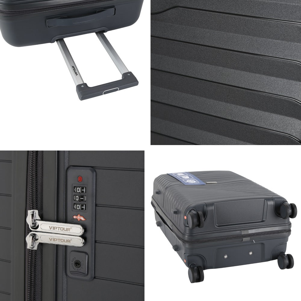 Viptour PP Hard Side Luggage Trolley 3 Pieces Set VT-PP408 Dark Grey