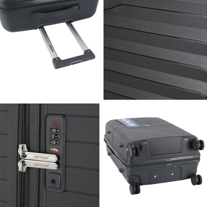Viptour PP Hard Side Luggage Trolley 3 Pieces Set VT-PP408 Dark Grey