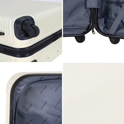 Viptour Unisex Hardside Expandable 3 Piece ABS Trolley Luggage Set 20/24/28 Inch VT-A396 Off White