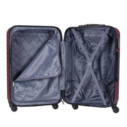 Viptour Lightweight 3 Piece ABS Hard Shell Trolley Luggage Set 20/24/28 Inches VT-A395 Burgundy