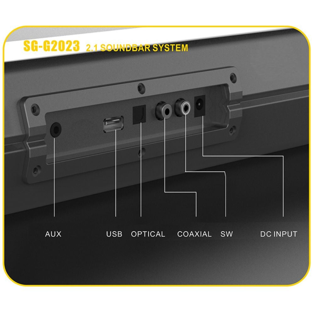 STARGOLD Home Theater Speakers System Multimedia 2.1 Channel Speaker 70W Remote Control Via BT, USB, SD/MMC, SG-G2023 BLACK