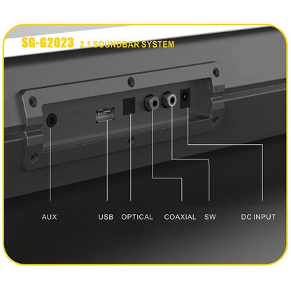 STARGOLD Home Theater Speakers System Multimedia 2.1 Channel Speaker 70W Remote Control Via BT, USB, SD/MMC, SG-G2023 BLACK