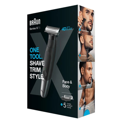 Braun XT5100 hybrid Trimmer Face & body with 4D-flex blade, waterproof, 5 combs, pouch 4210201400448