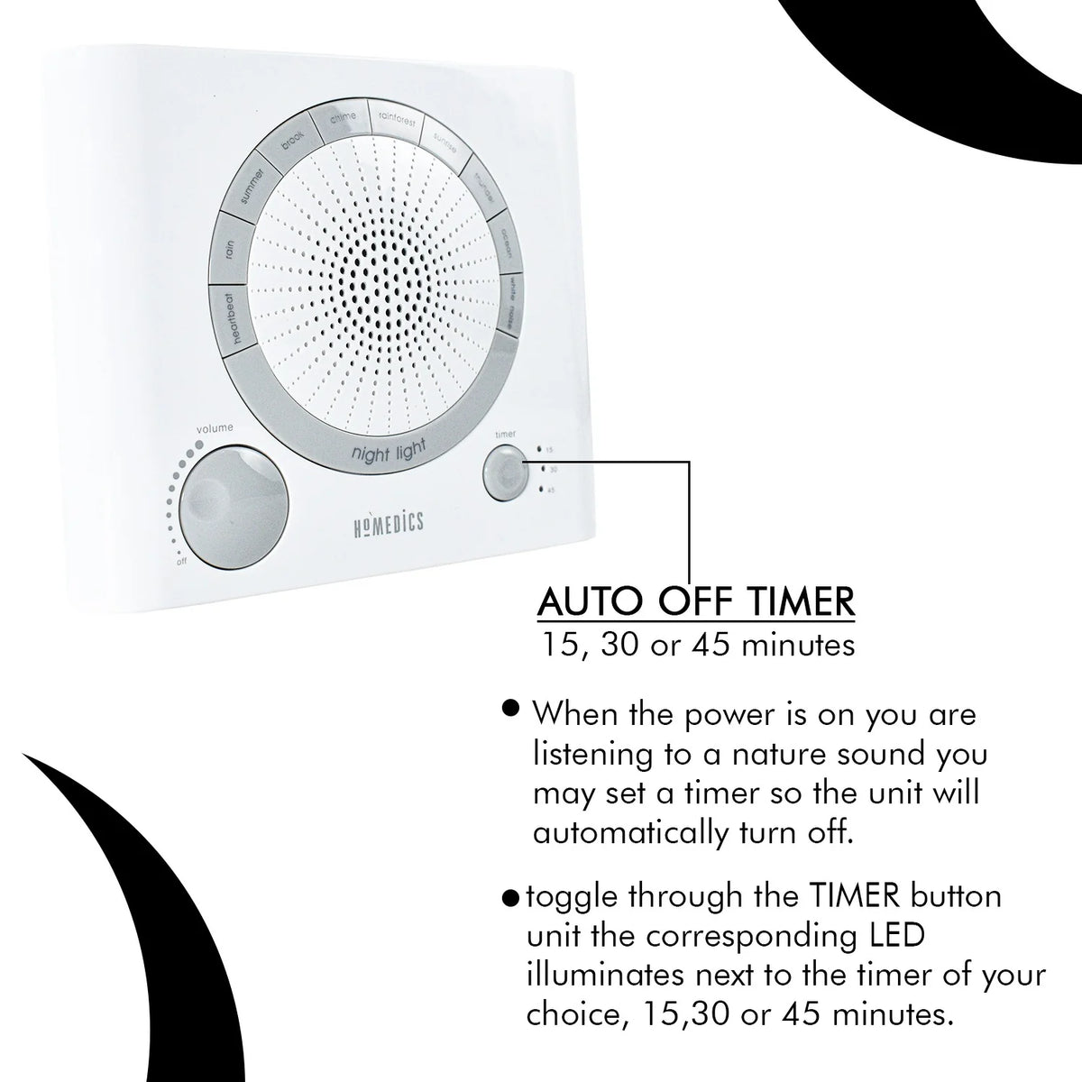 Sleep Therapy Sound Machine with 8 High-Fidelity Soothing Sounds for Sleep, Anxiety, Stress Relief, Battery or Adapter Power, 3 Auto-Off Timer Options